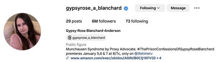 Her IG profile with 6 million followers