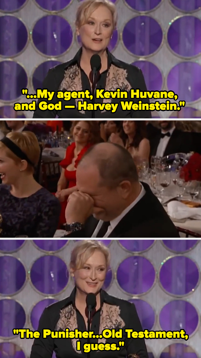 Meryl Streep thanking Harvey Weinstein