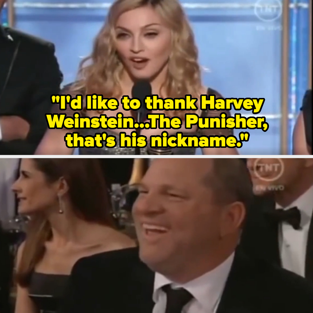 Madonna thanking Harvey Weinstein