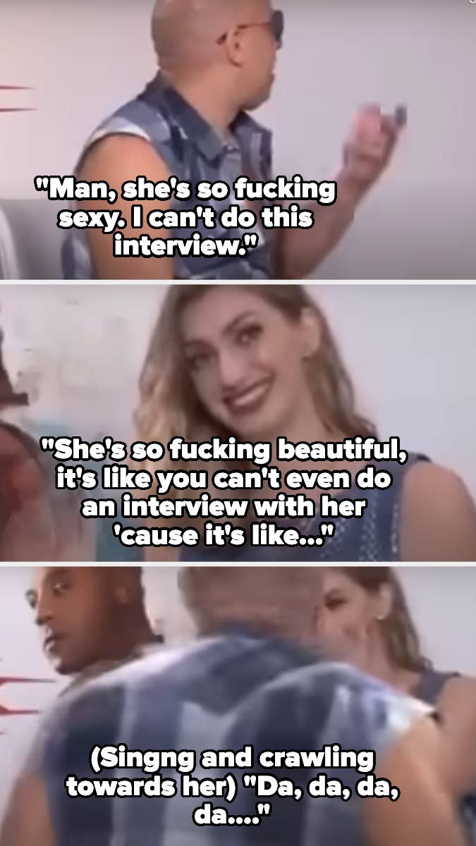 Screenshots from the interview with Carol Moreira and Vin Diesel