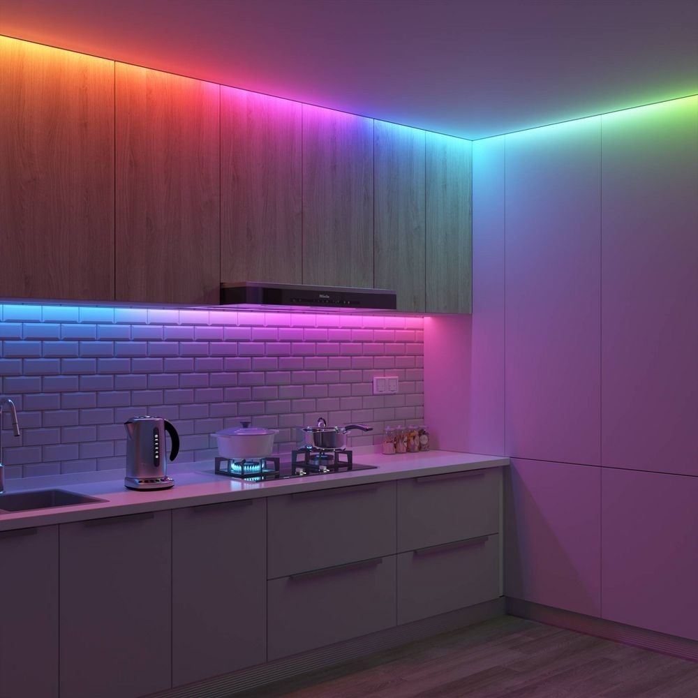 an example of the led strips in the kitchen