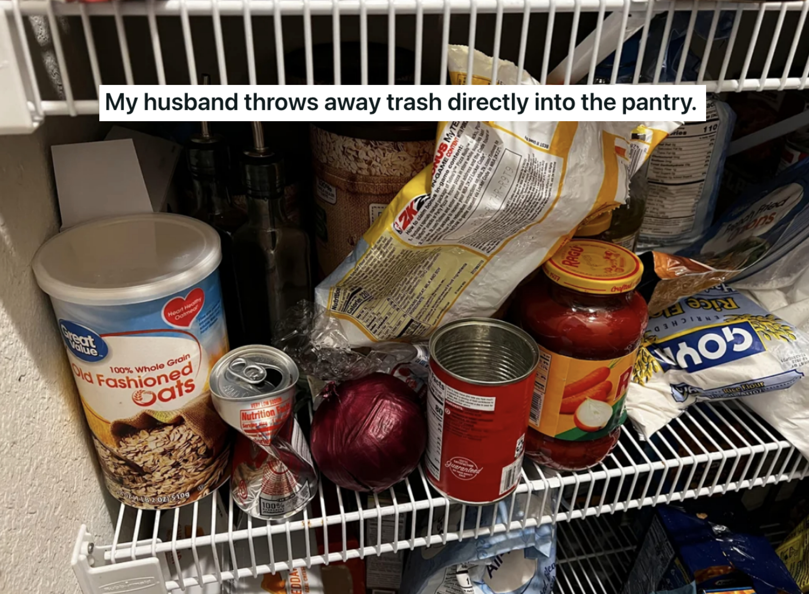 trash in a pantry