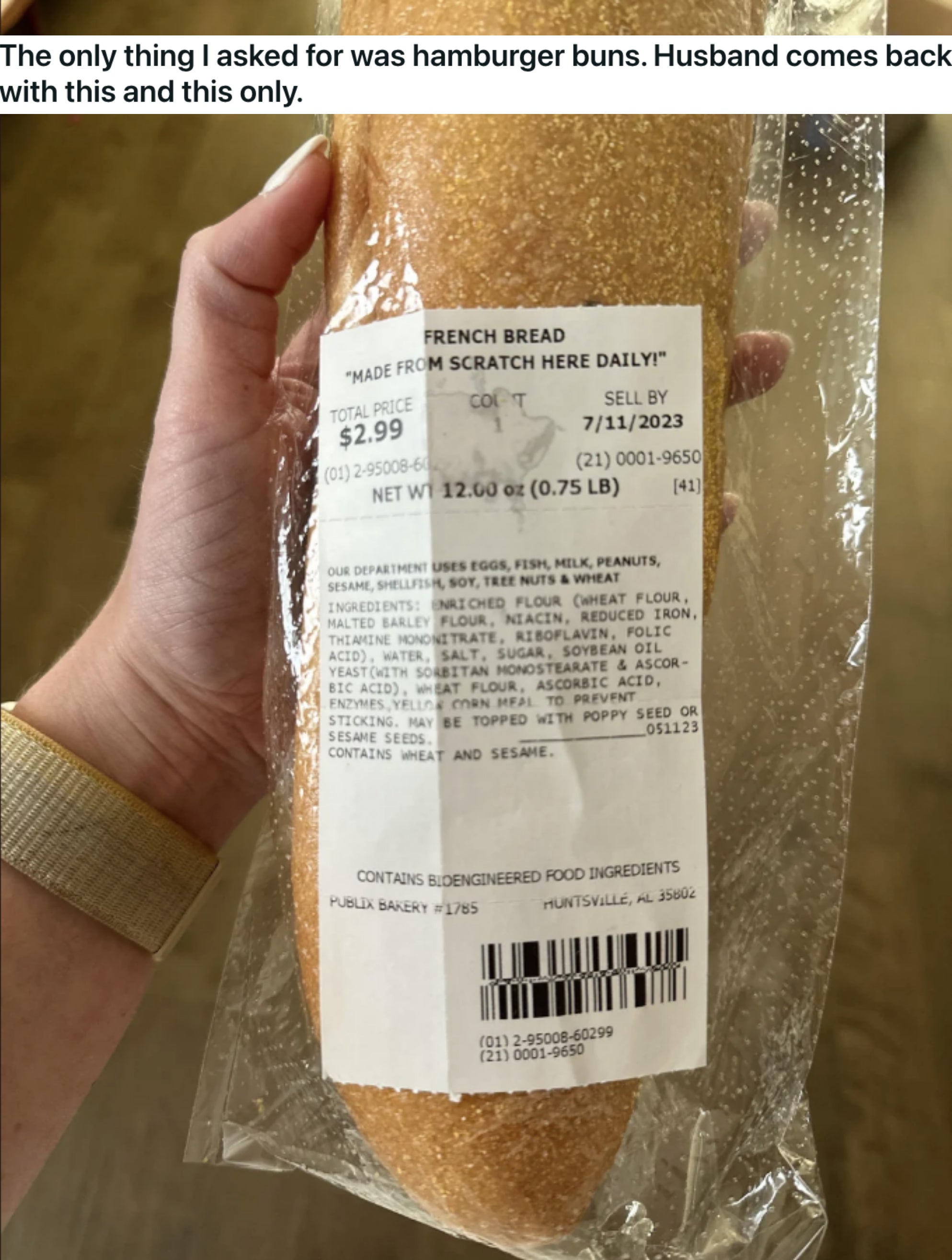 a package of French bread
