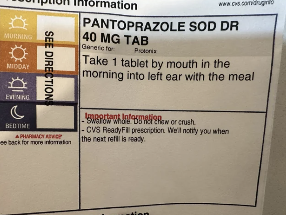 Screenshot of a prescription