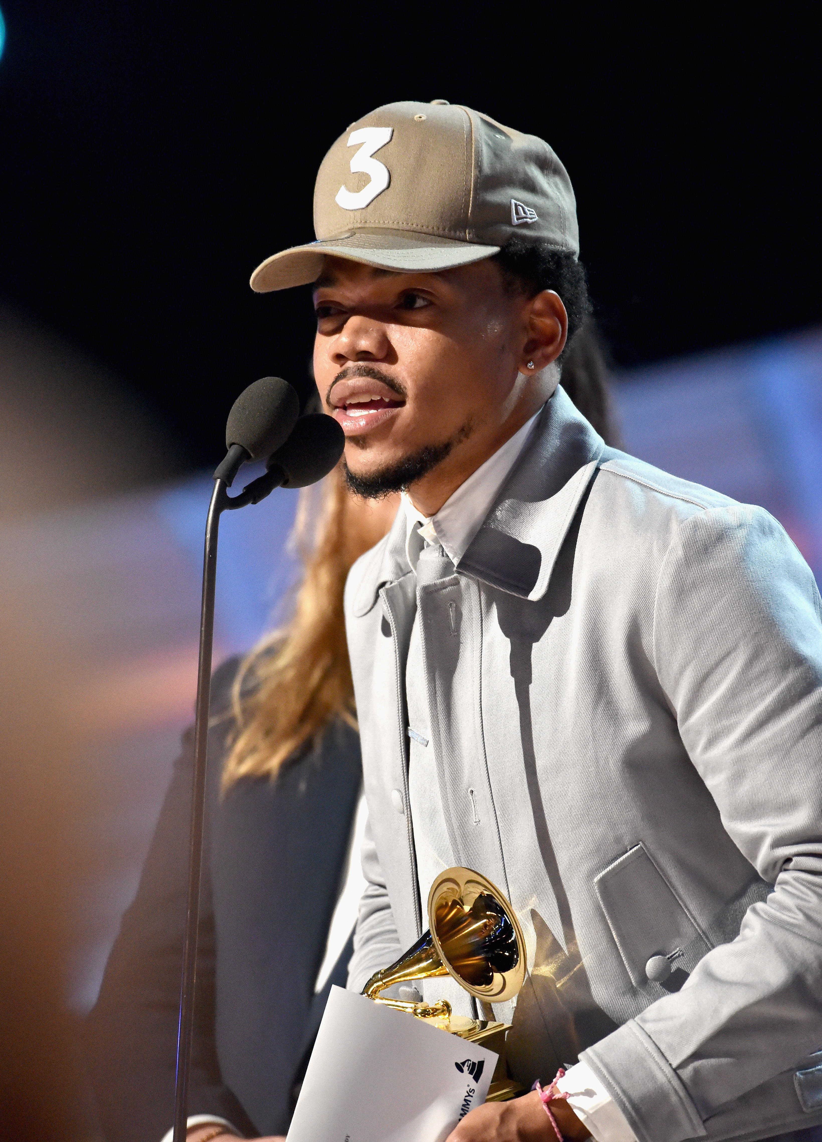 Chance the Rapper accepting his Grammy