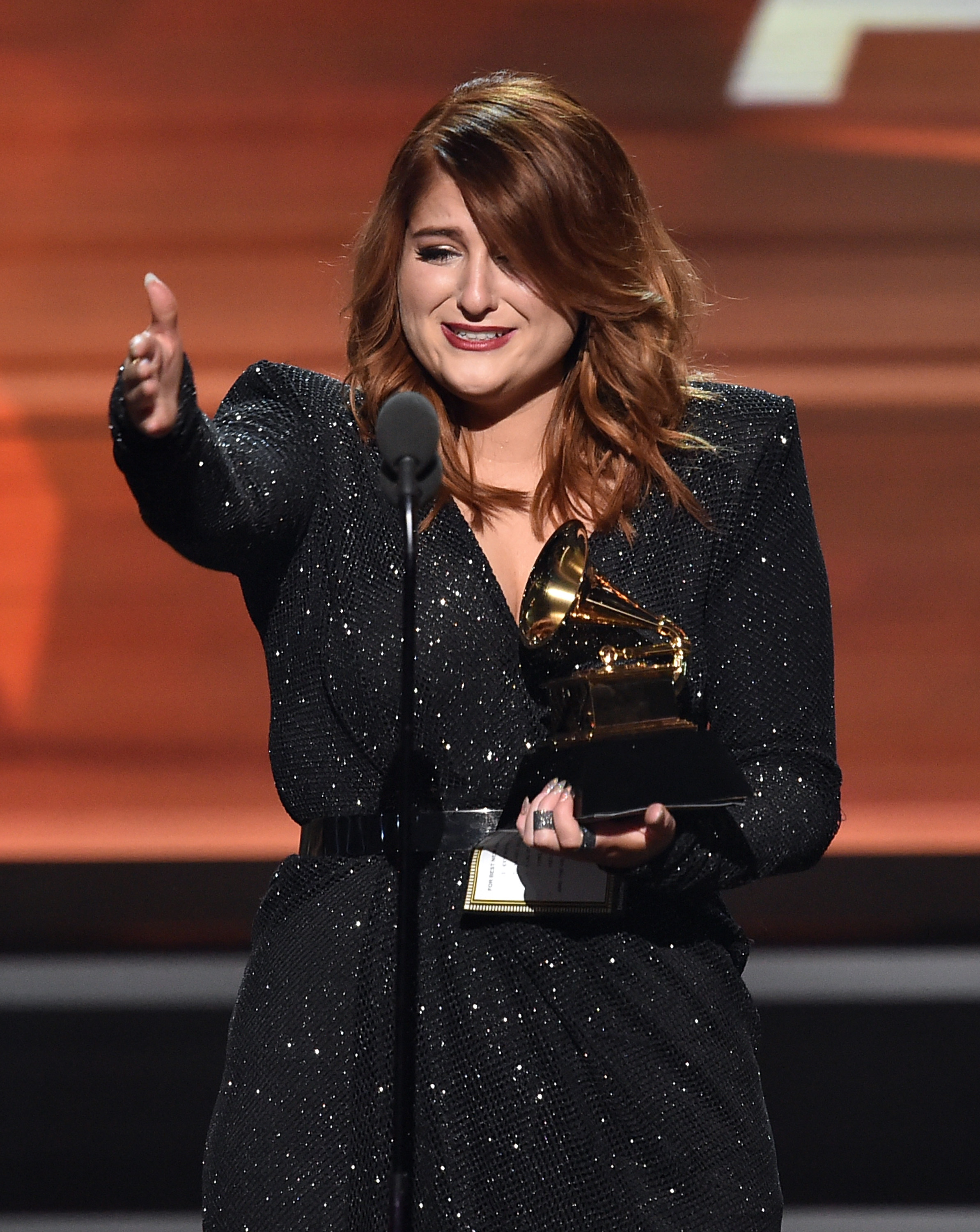 Meghan Trainor accepting her Grammy
