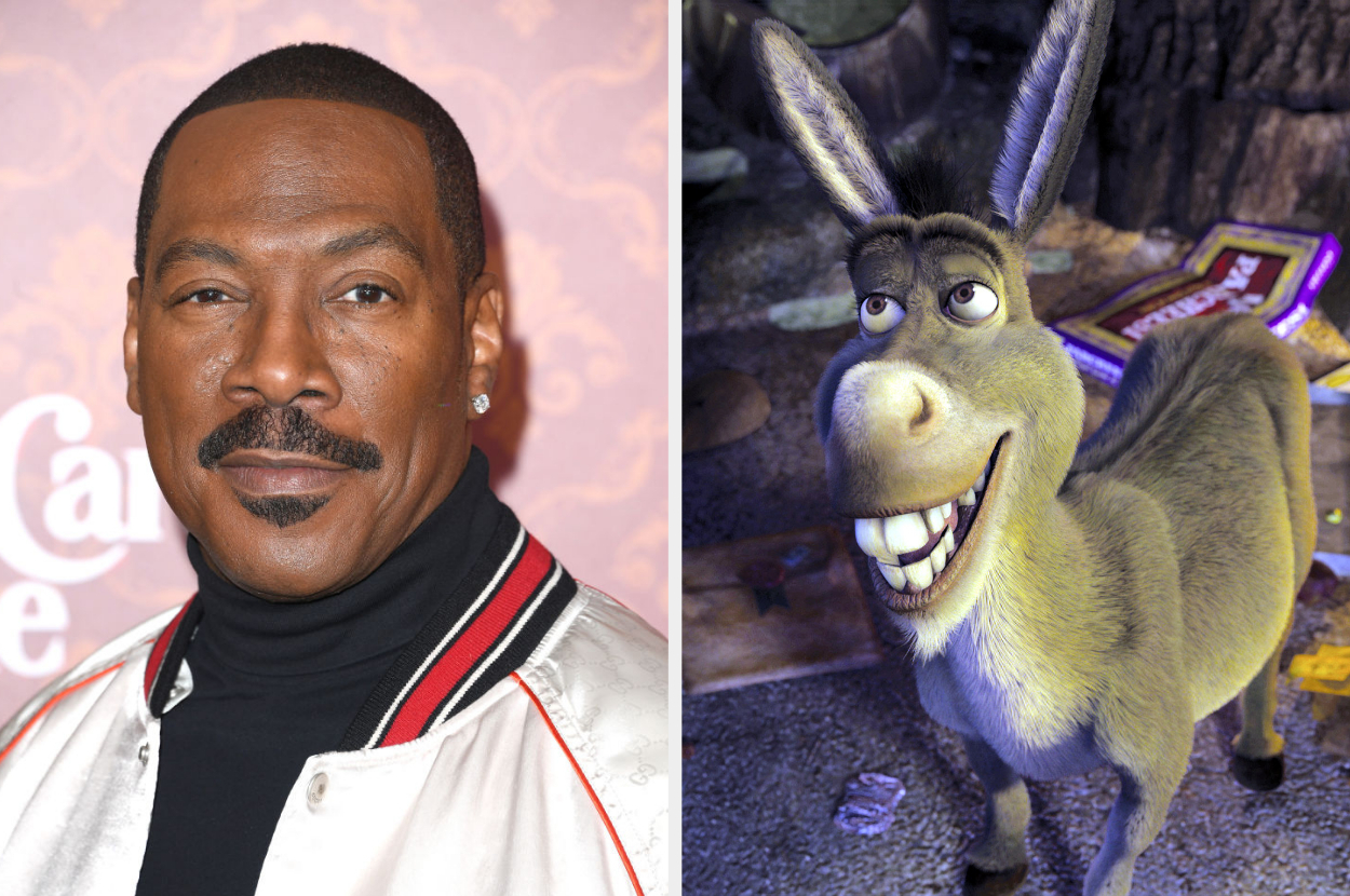 Side-by-side of Eddie Murphy and Donkey