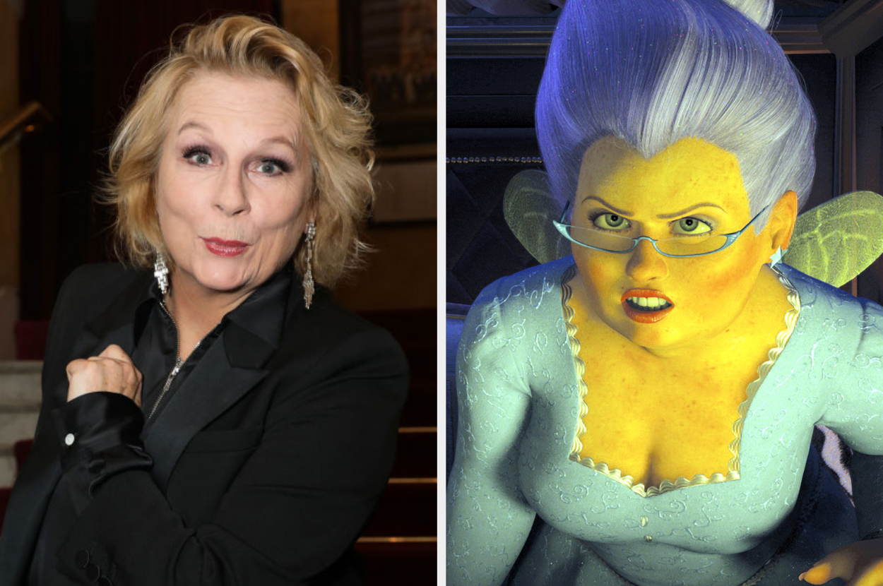 Side-by-side of Jennifer Saunders and Fairy Godmother
