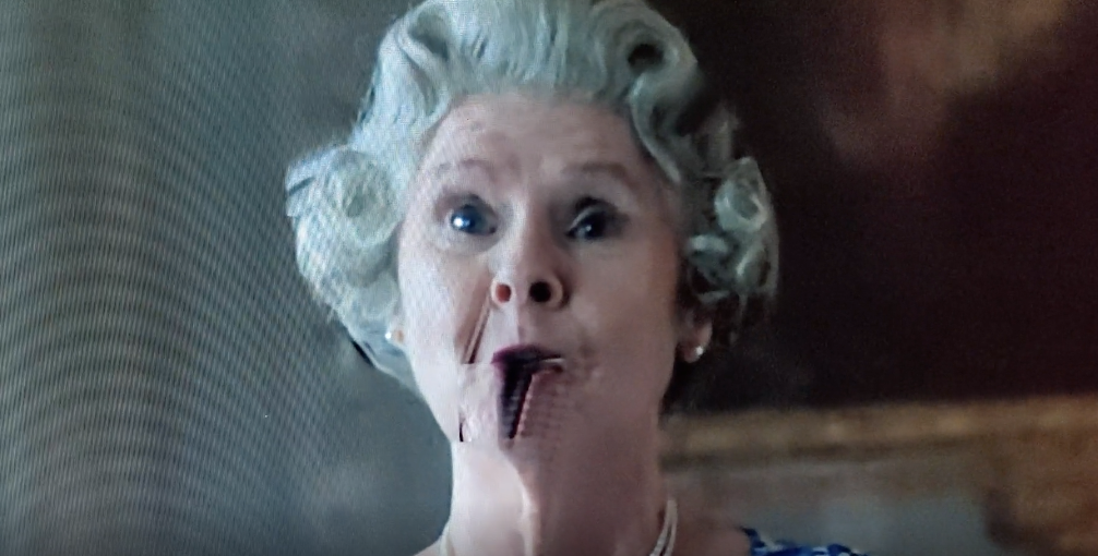 Screenshot from &quot;The Crown&quot; with a character&#x27;s face distorted