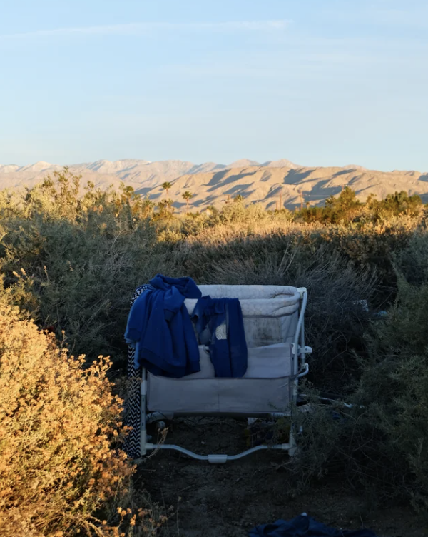 A baby bed in the desert