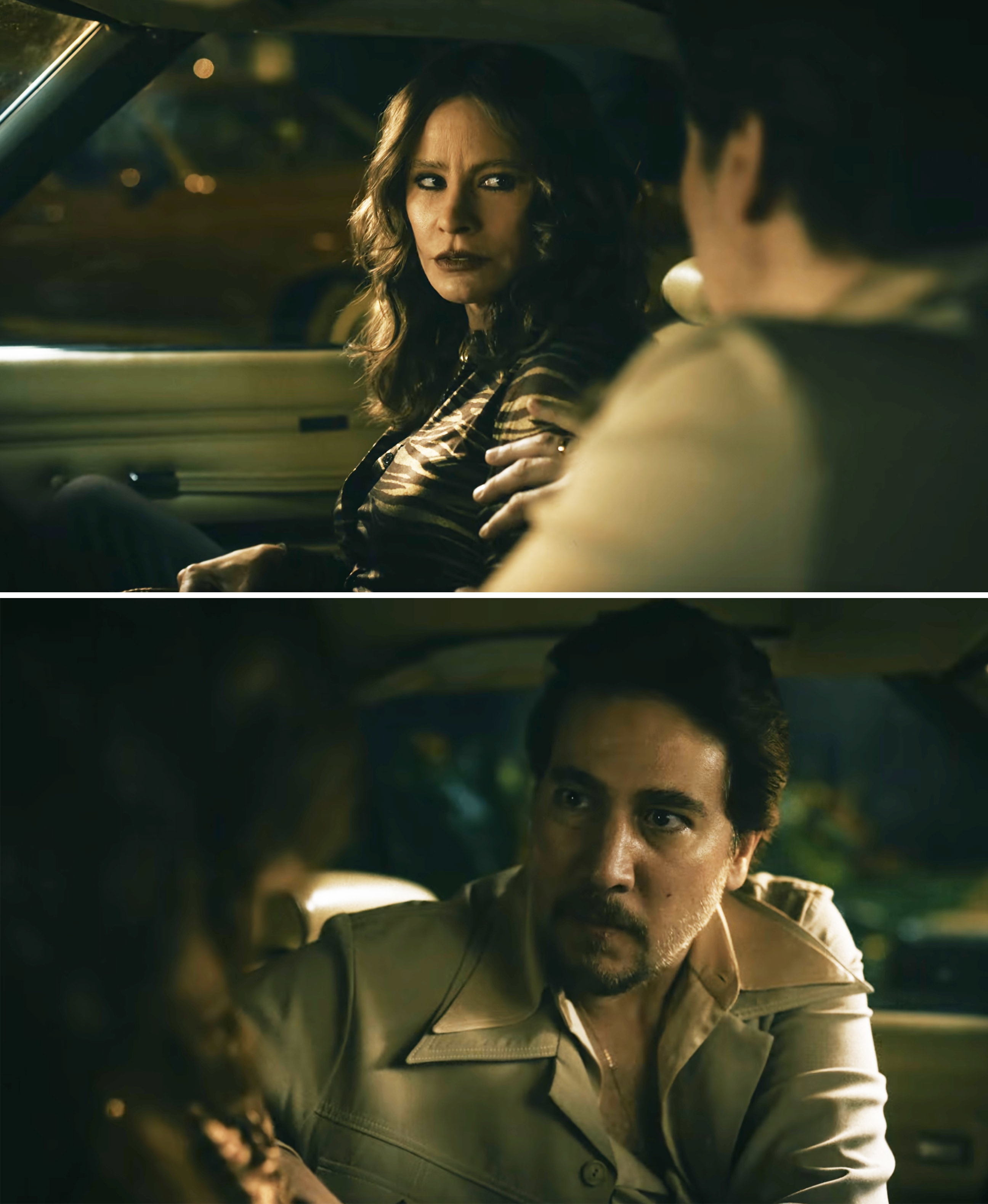 Griselda and Alberto talking to each other in a scene from &quot;Griselda&quot;