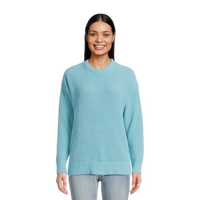 light blue sweater on model