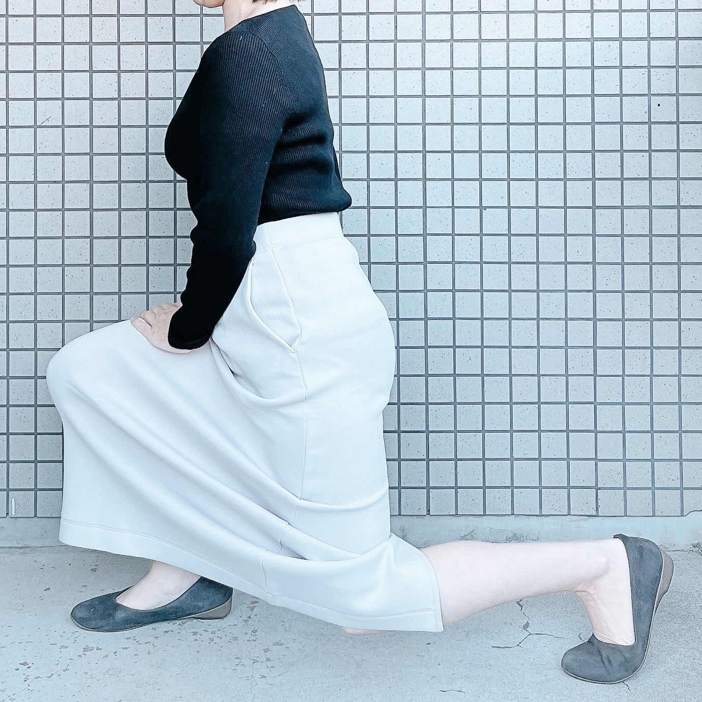 無印良品のおすすめレディースファッション「二重編みスウェットスカート」