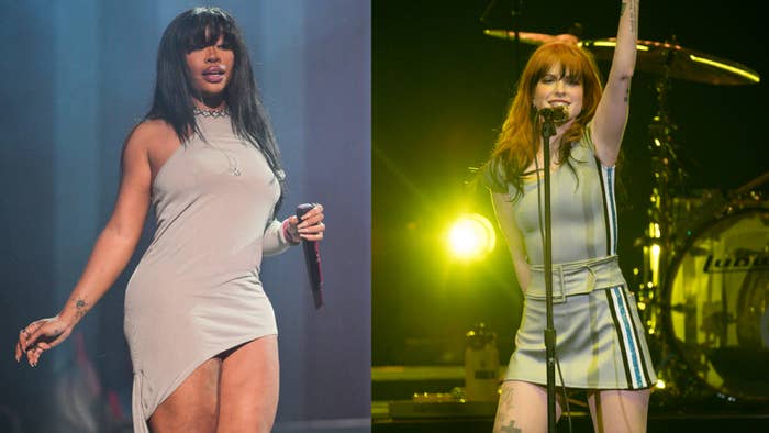 sza and hayley are pictured performing live