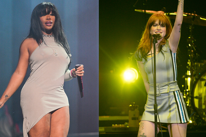 sza and hayley are pictured performing live