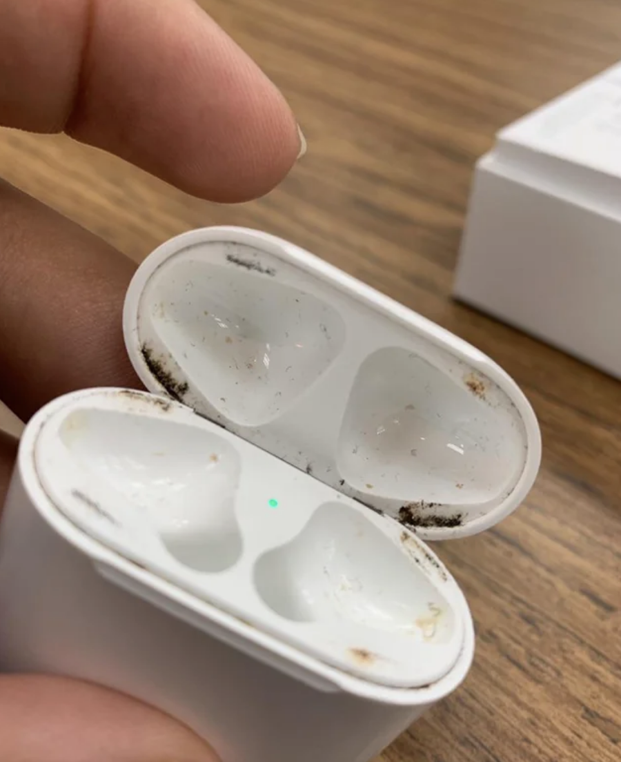 a dirty AirPod case