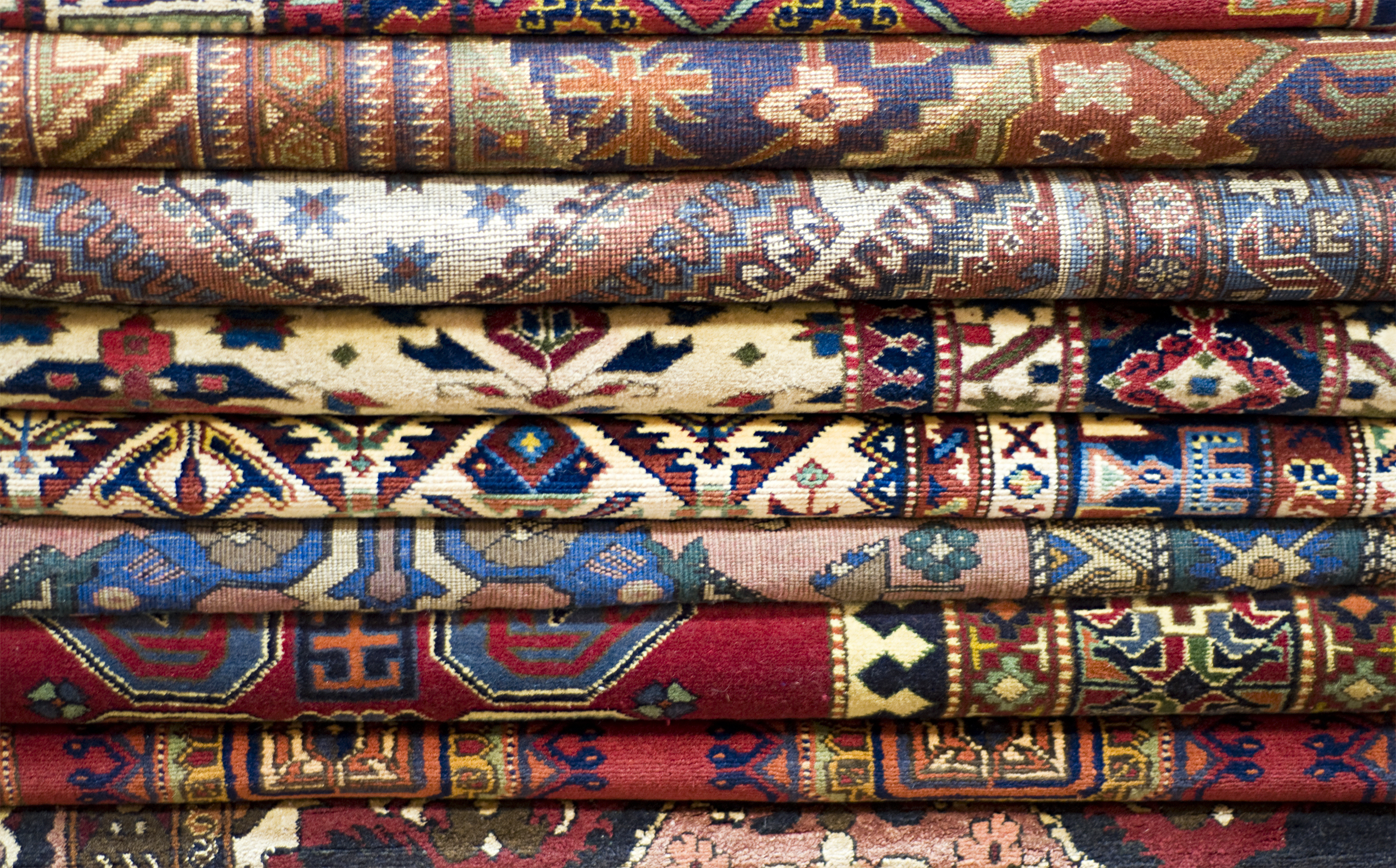Pile of rugs.