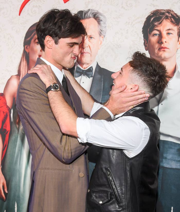 Jacob and Barry embracing at a media event