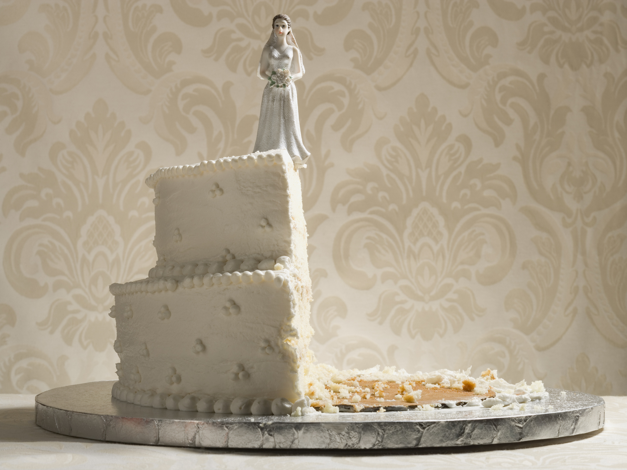 half of a wedding cake
