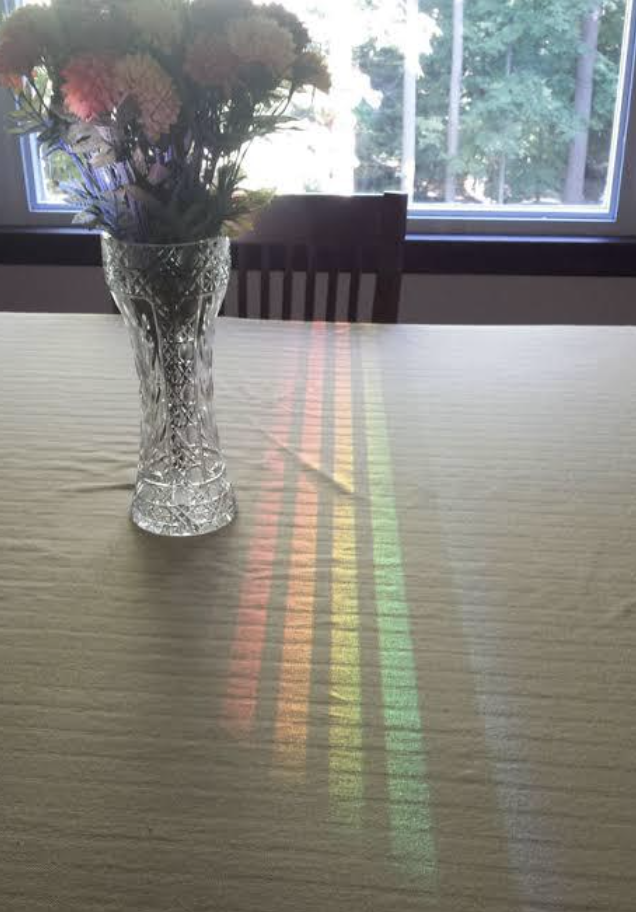 A reflection that looks like a rainbow