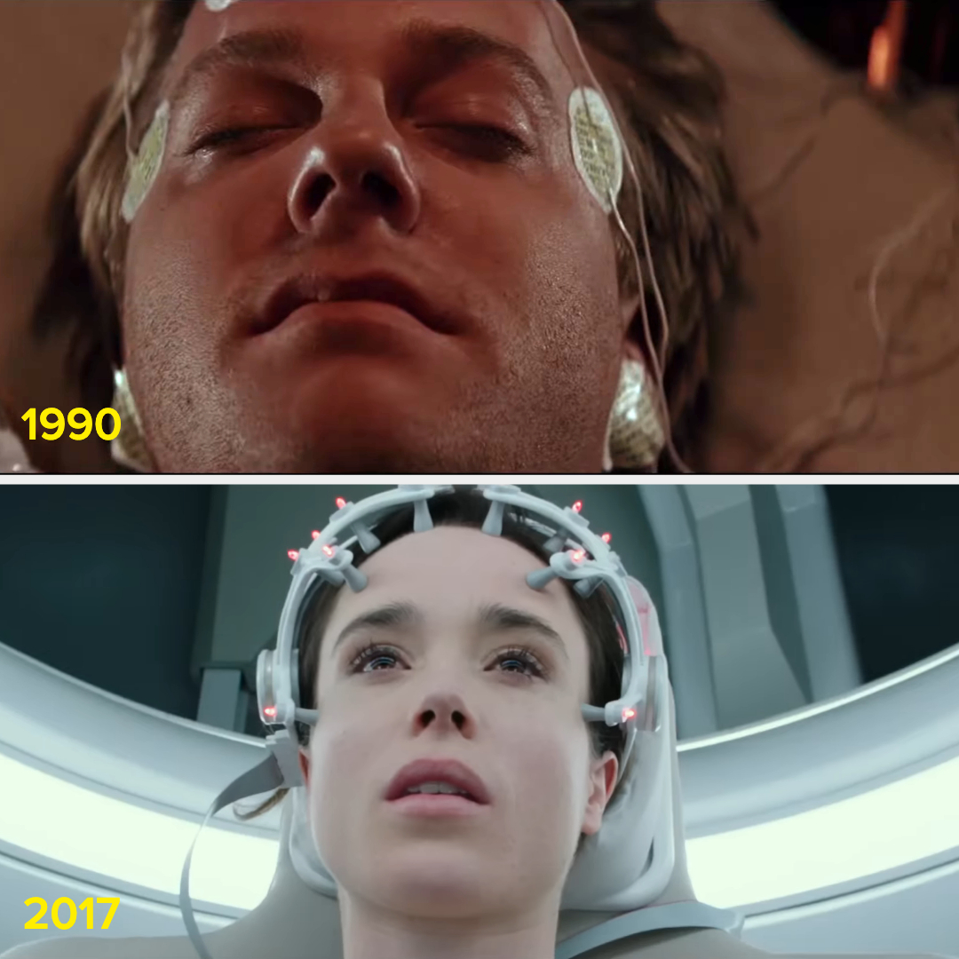 both films show one character with a machine over their head