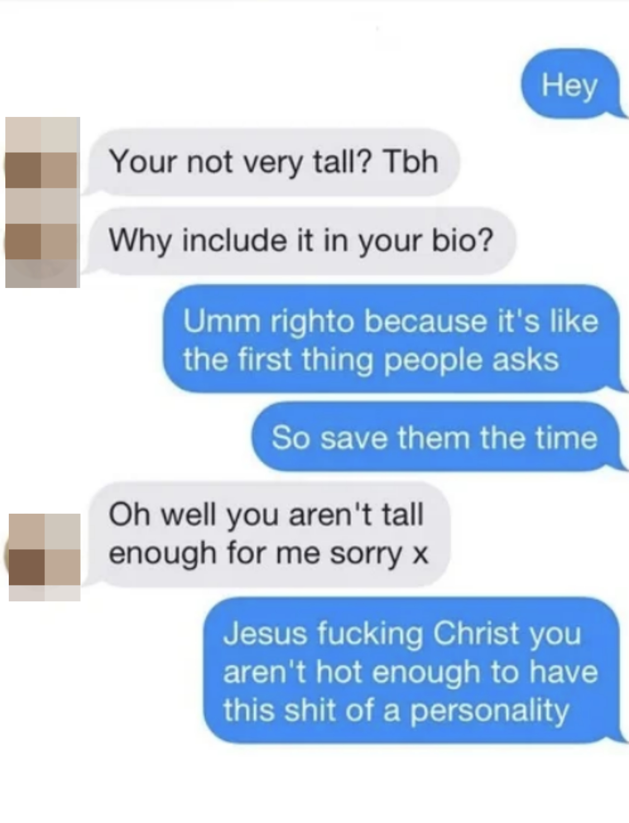 woman asks person why they included their height if they&#x27;re not that tall and then says they&#x27;re not tall enough