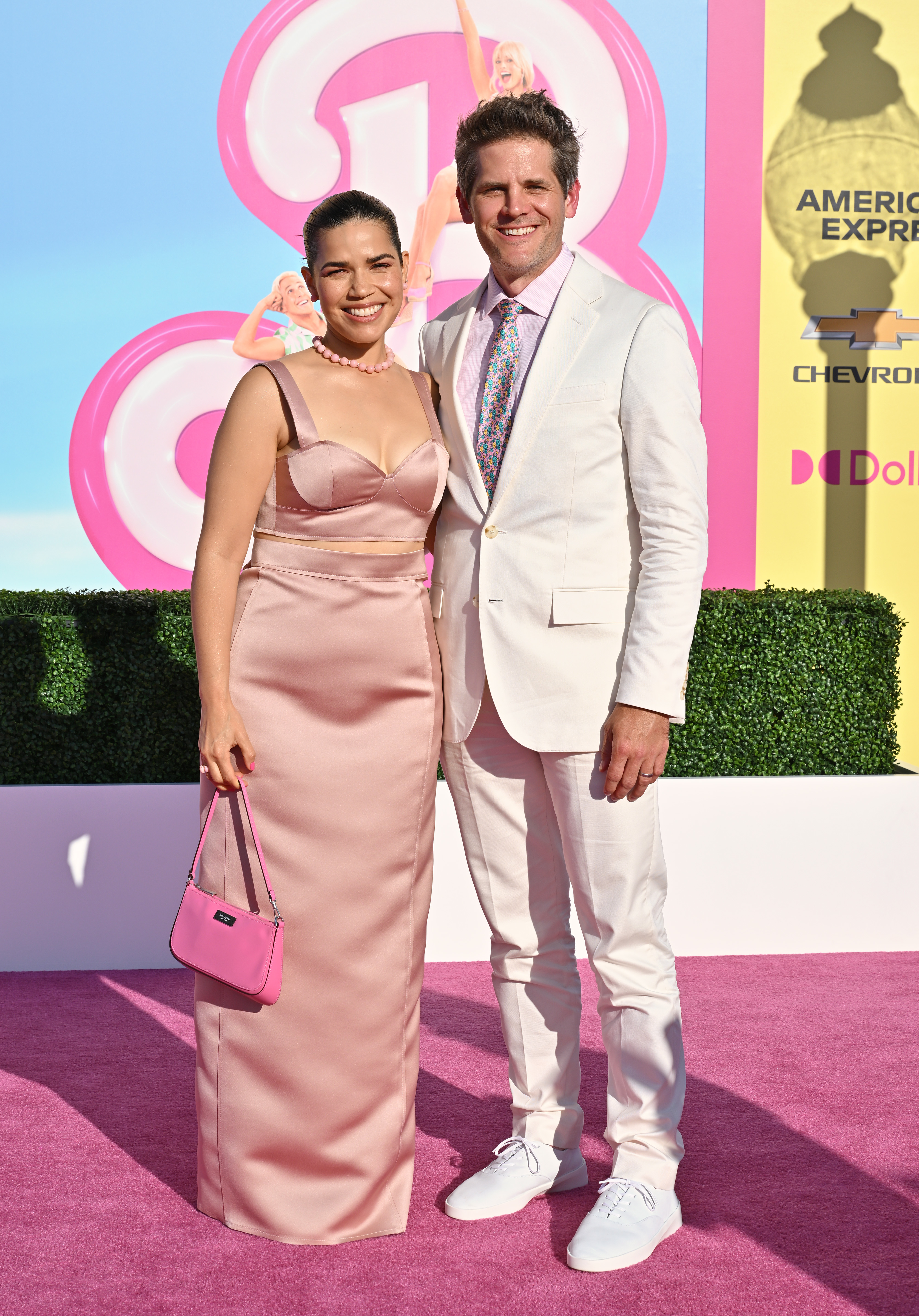 The couple on the pink carpet for an event for Barbie