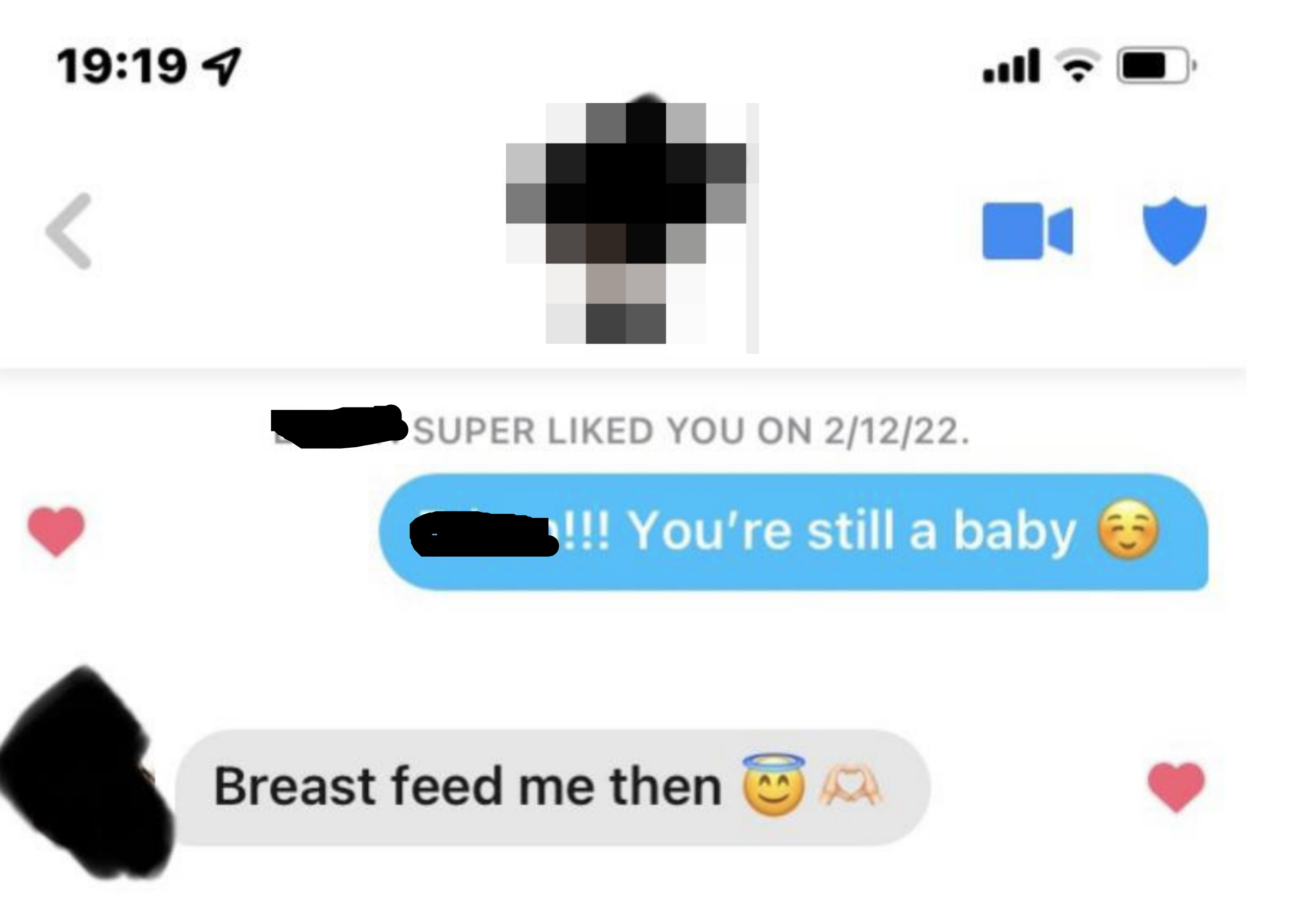 she says, you&#x27;re still a baby and he says, breast feed me then