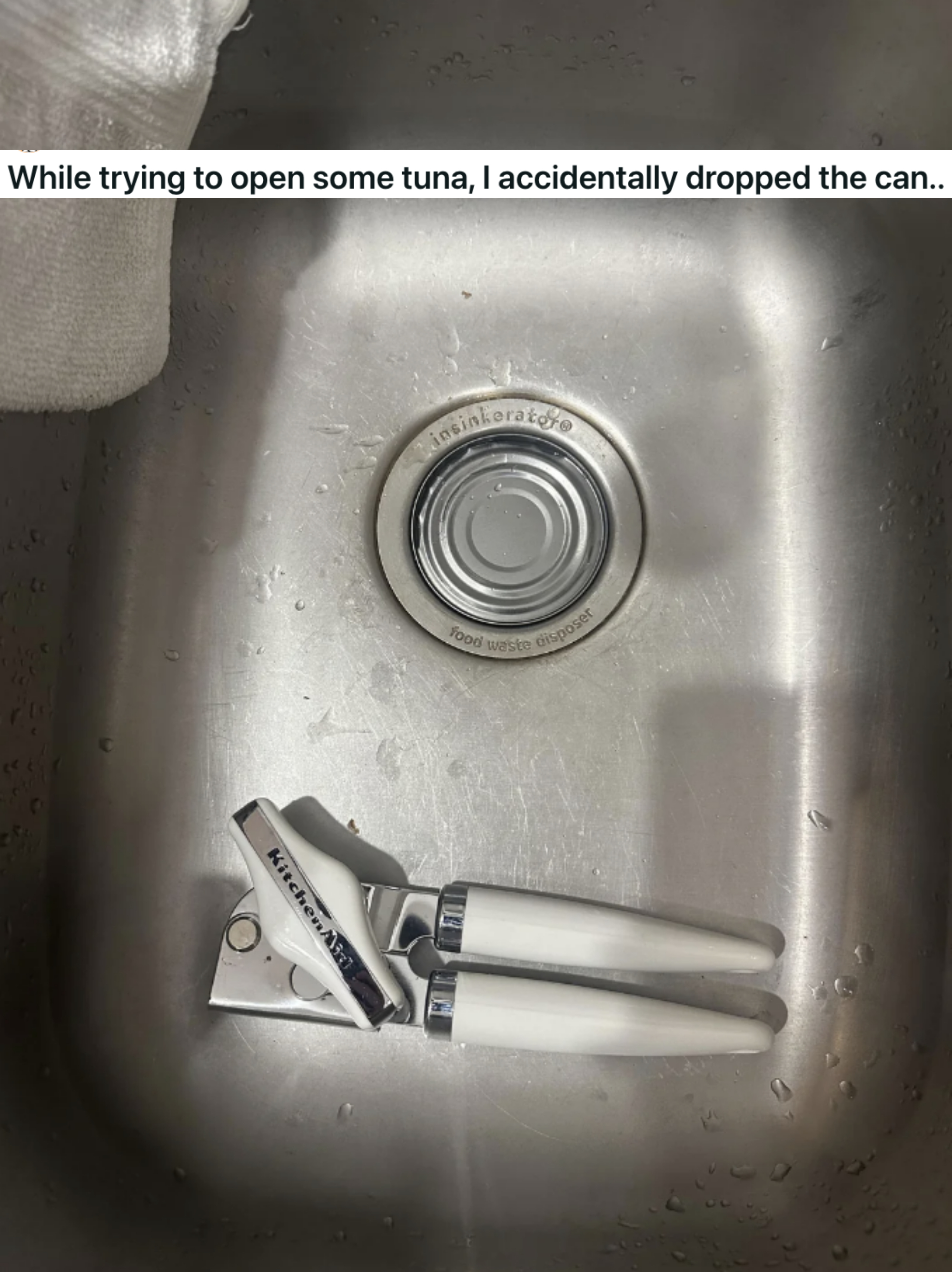 a can stuck in a sink
