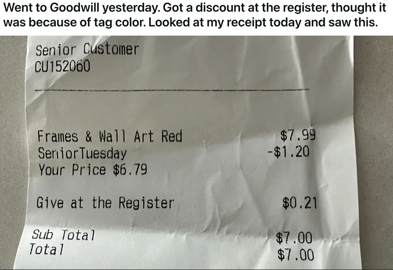 A receipt from a store