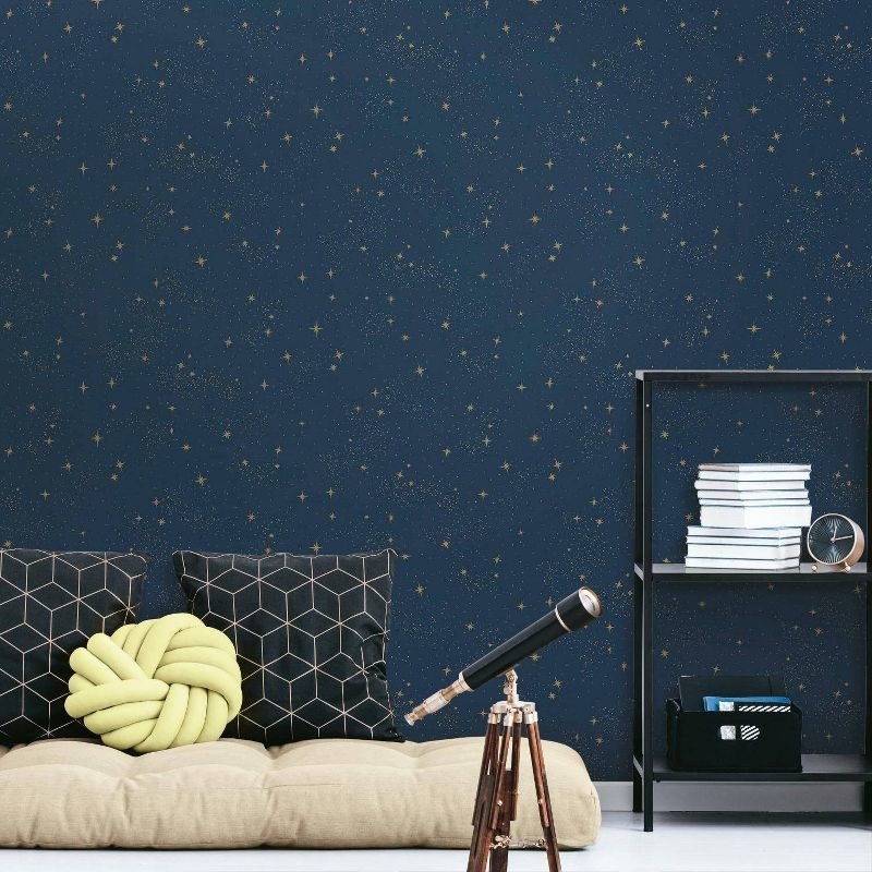 the star-print wallpaper on a wall