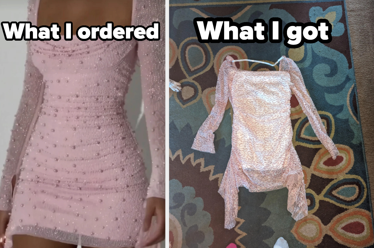 They ordered a pink spangled minidress and got a micro dress