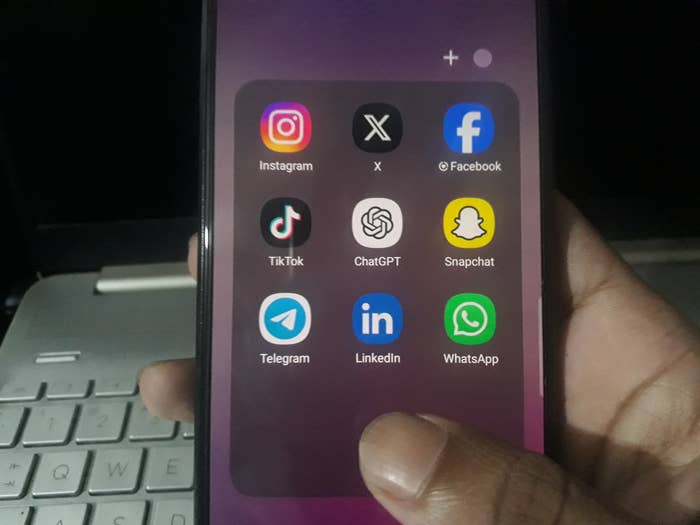 A phone opened to social media apps
