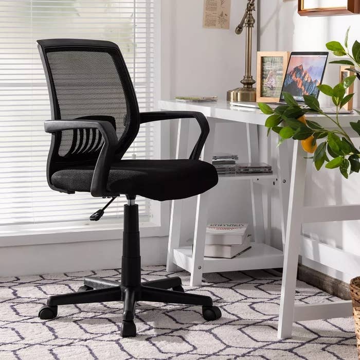 the black chair in a home office
