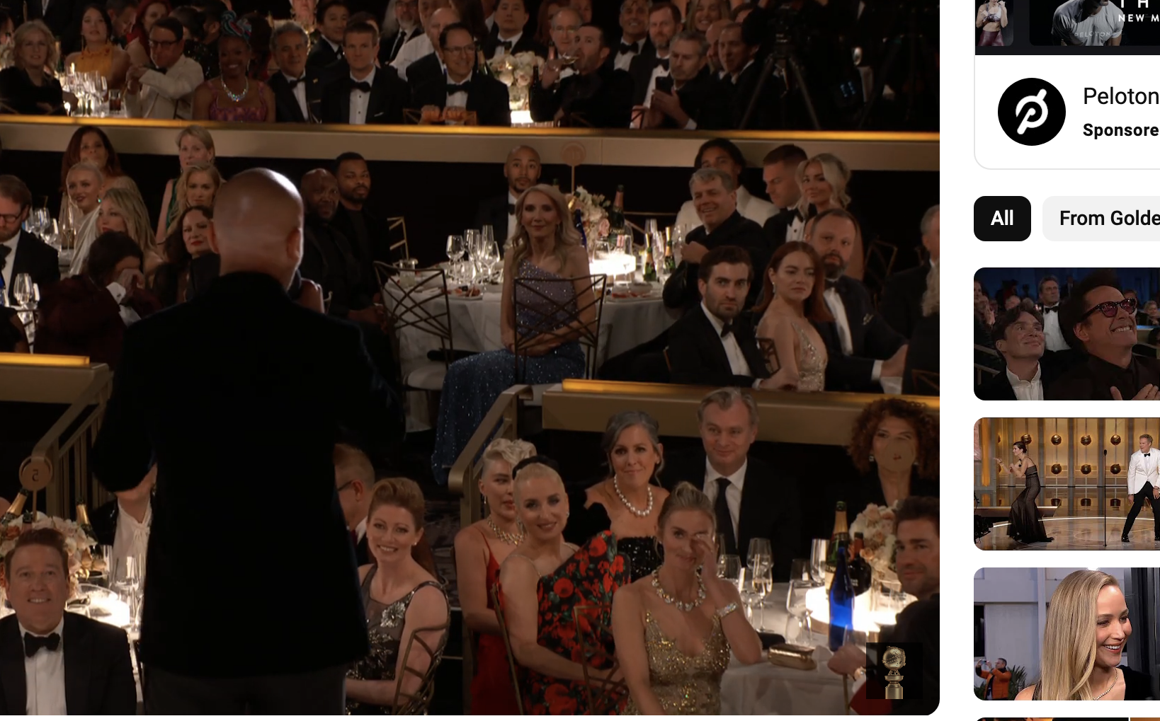 Jo onstage at the Golden Globes