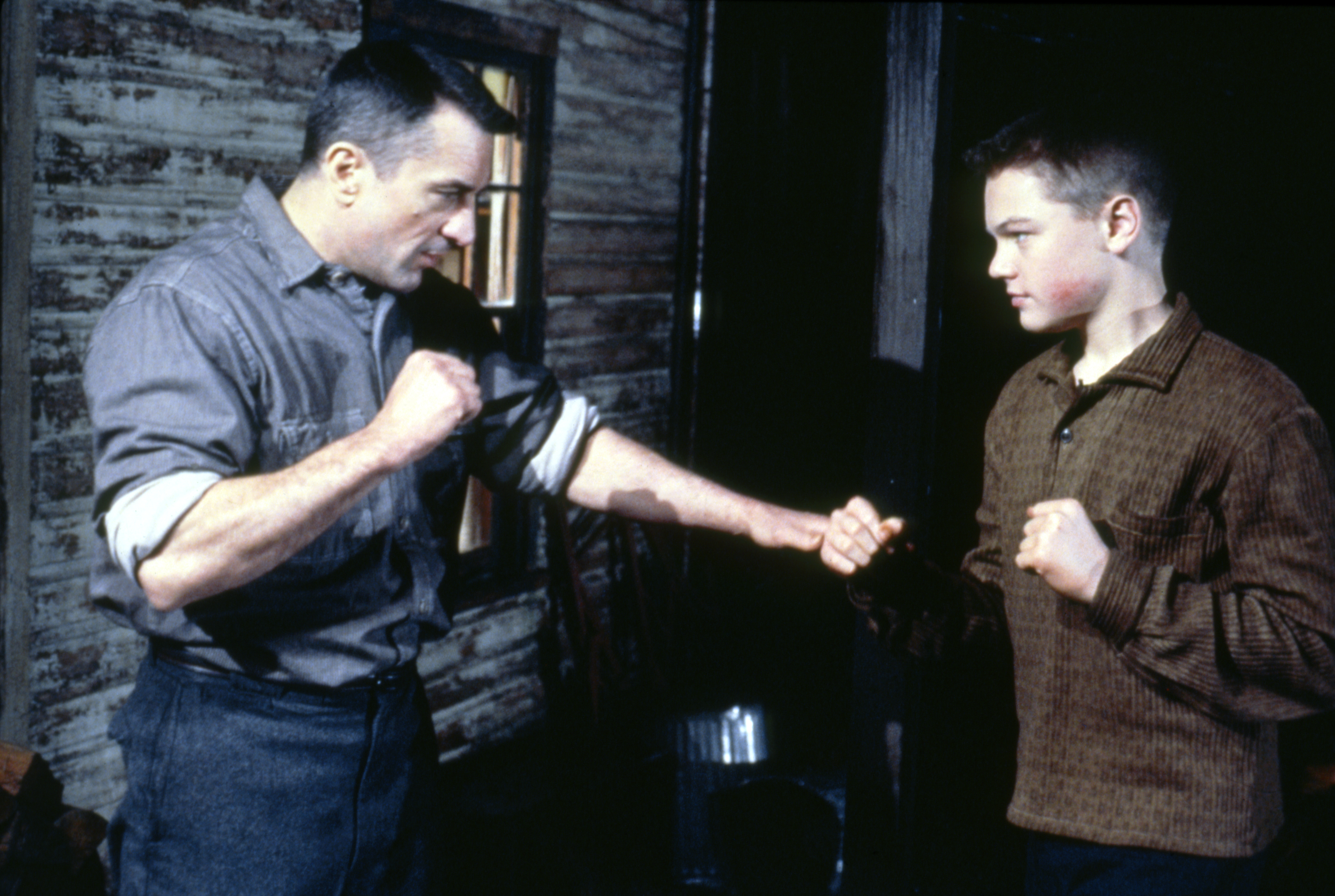 Robert De Niro teaching a young Leo how to fight in a scene from &quot;This Boy&#x27;s Life&quot;