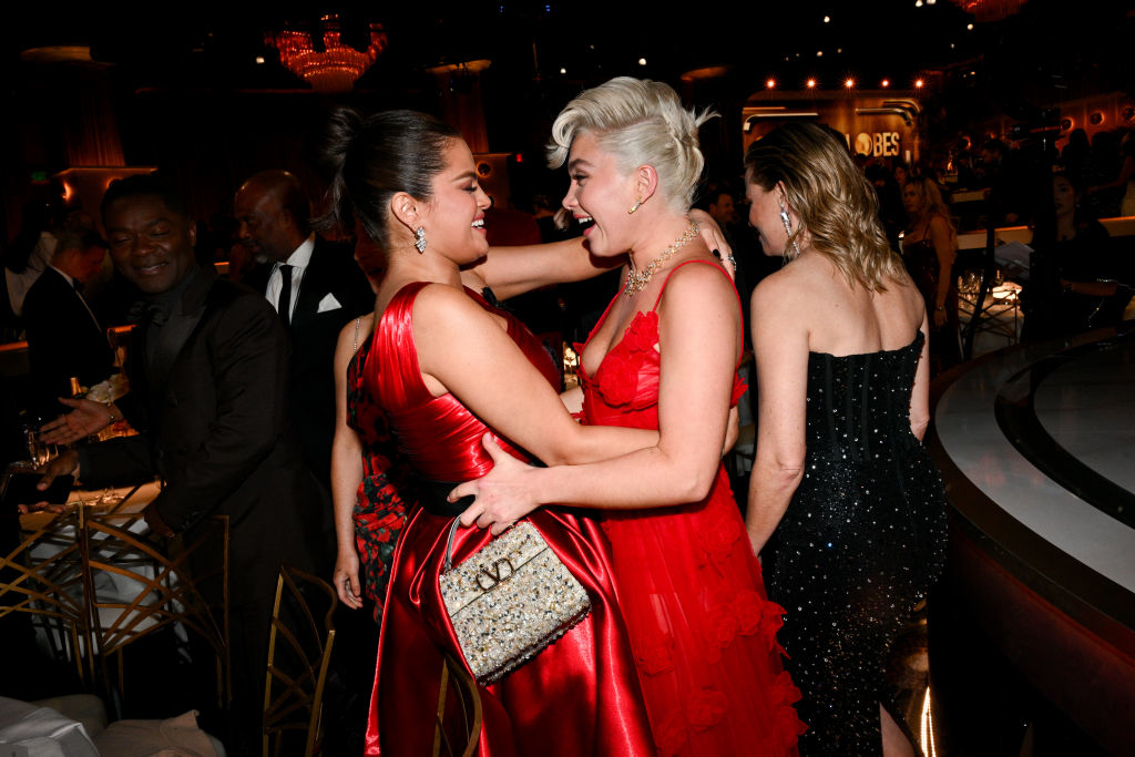 Selena Gomez and Florence Pugh hugging