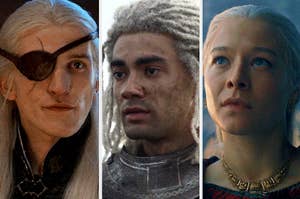 Aemond Targaryen, Laenor Velaryon, and Rhaenyra.