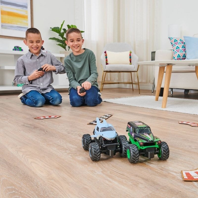 Kids play with RC cars