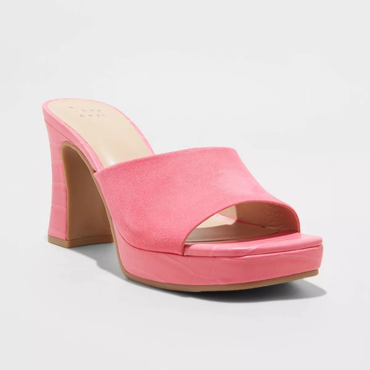 pink mule heels with open toes