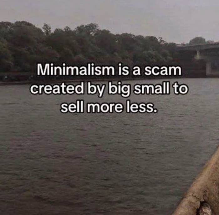 &quot;Minimalism is a scam created by big small to sell more less&quot;