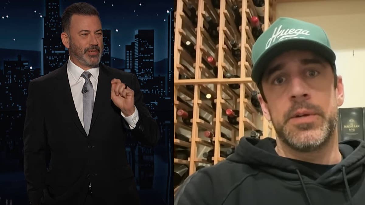 Jimmy Kimmel's first new episode of 2024 featured more than seven minutes on the NFL quarterback's recent false claim about the comedian and Jeffrey Epstein.