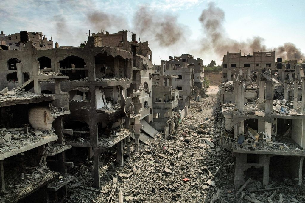 bombed buildings left in ruin