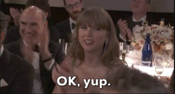 taylor swift clapping and saying, &quot;Ok, yup.&quot;