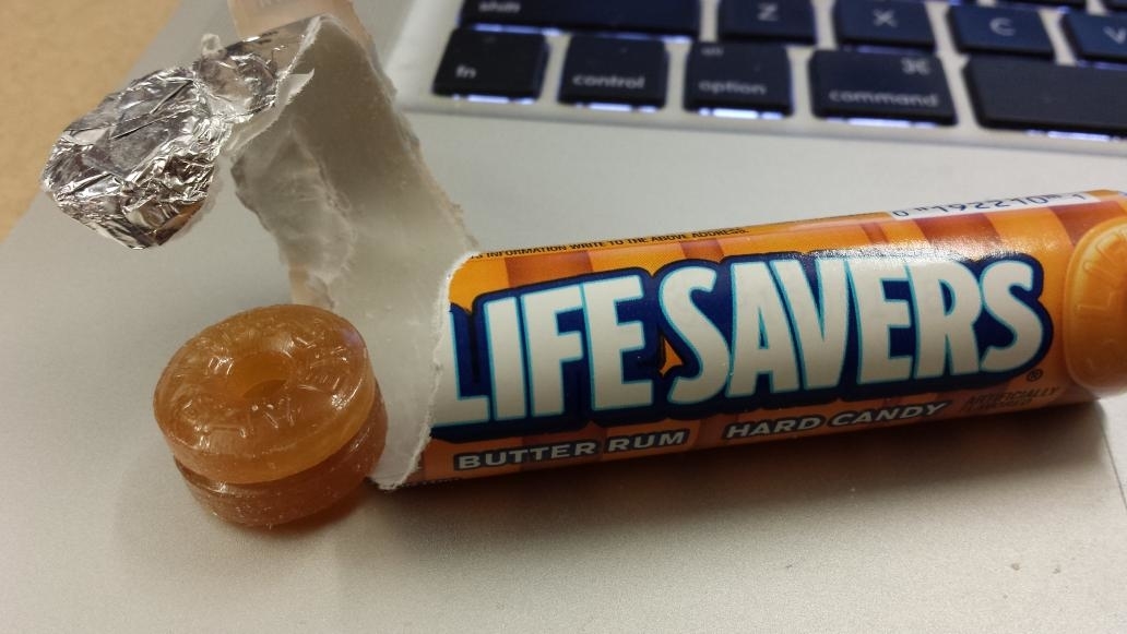 A pack of Butter Rum Life Savers