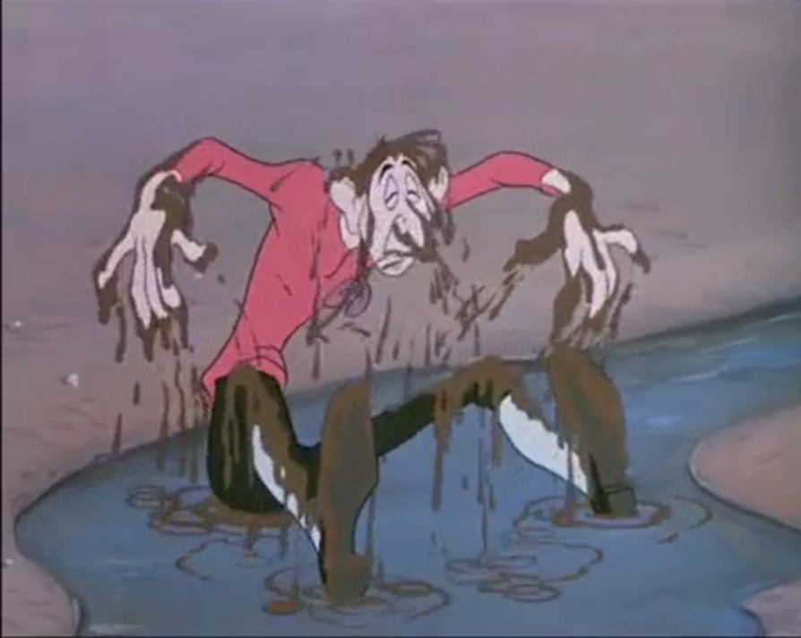 cartoon image of a man covered in mud