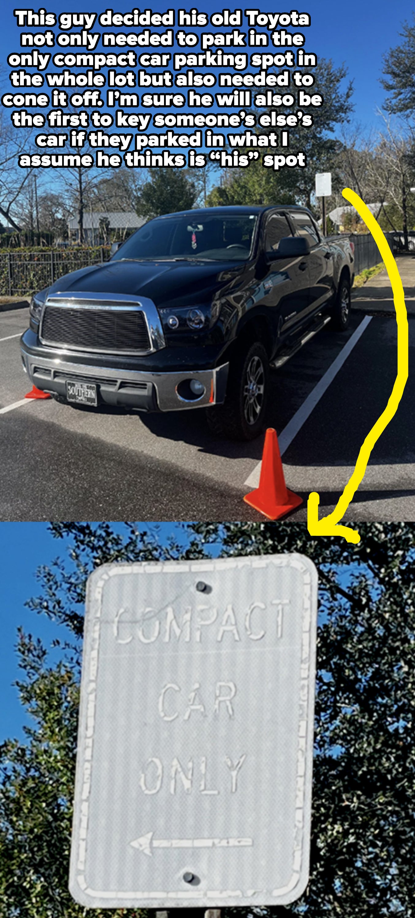 car parked under the compact car sign
