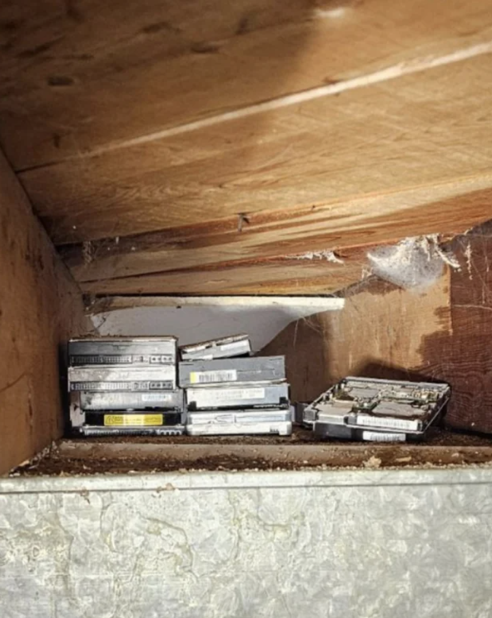 Tapes in an attic crawlspace