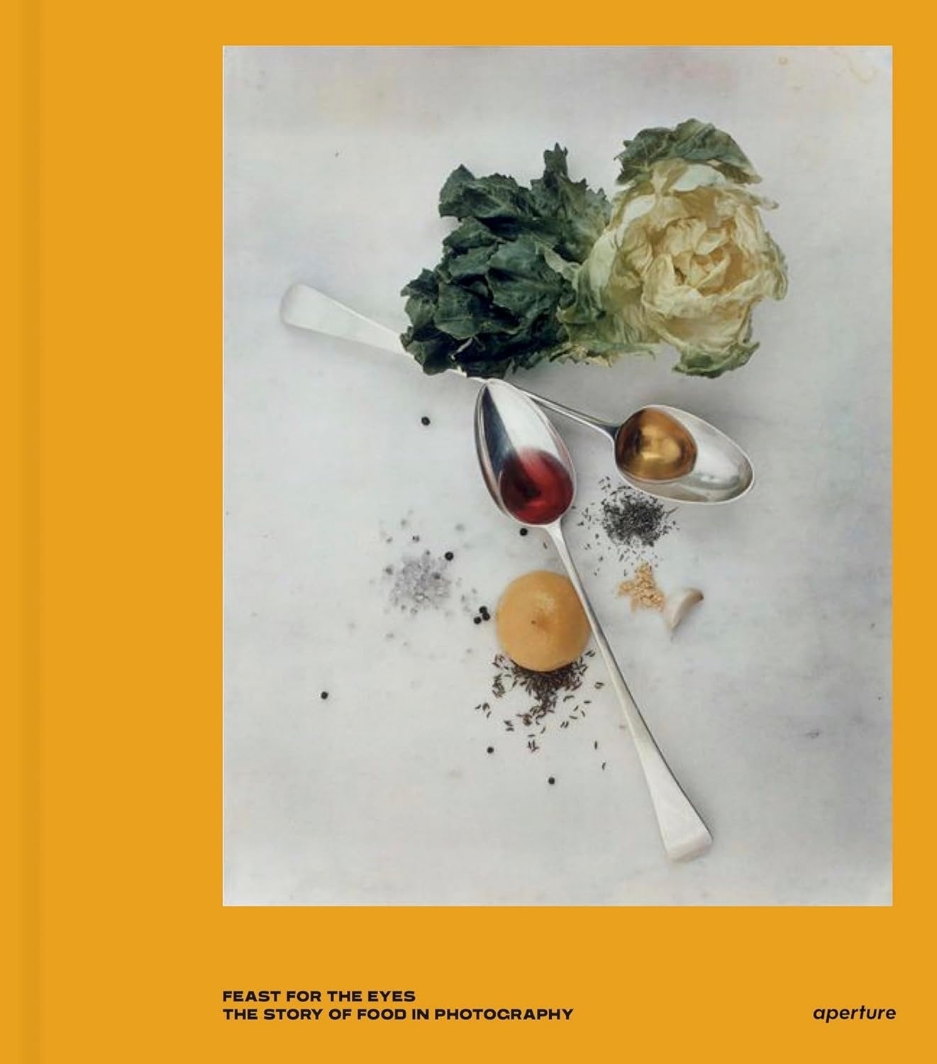 the yellow book with a photo of food on the cover