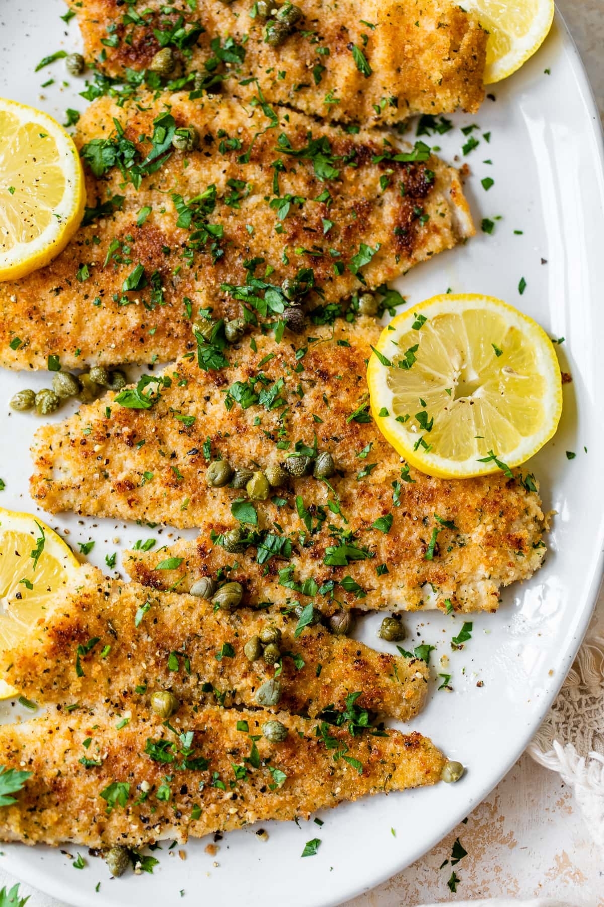 Flounder piccata with capers and lemon